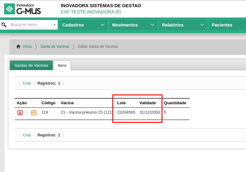 Lote e validade